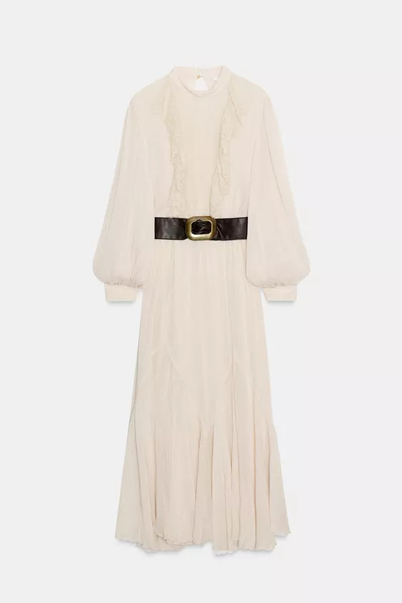 BELTED LACE MIDI DRESS | Zara US