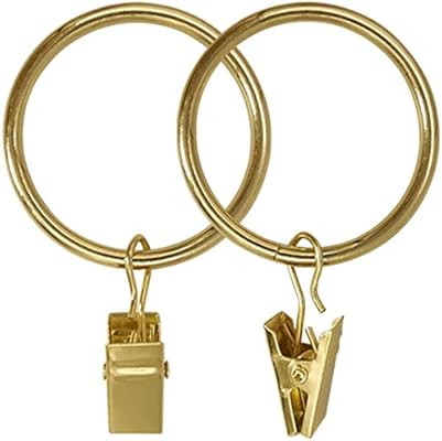 LLPJS Metal Curtain Rings with Clips, Heavy Duty Drapery Hanging Rings Clips, Curtain Hooks Hange... | Amazon (US)