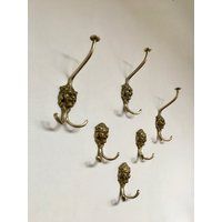 Set Of 6 Brass Coat Hooks - Vintage Lion Head Wall Hanger | Etsy (US)