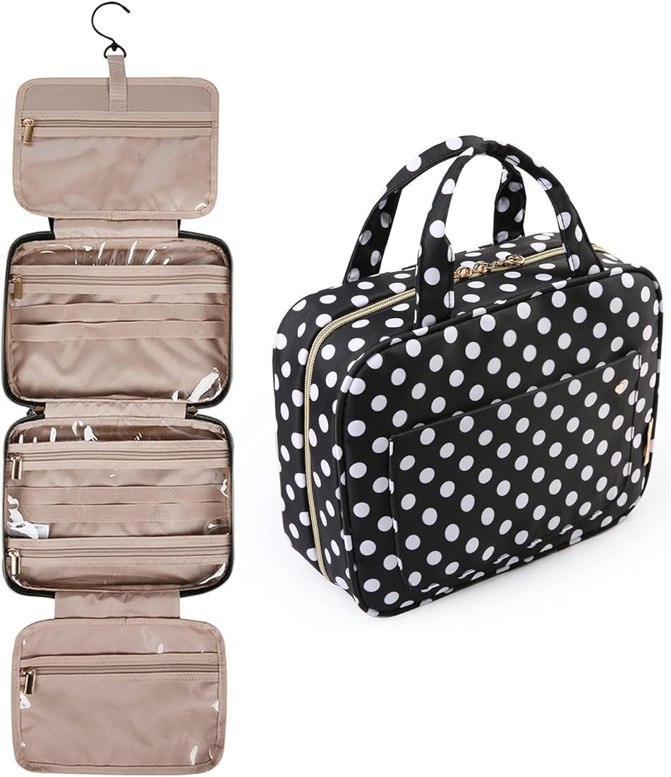 BAGSMART Toiletry Bag Travel Bag with Hanging Hook, Water-resistant Makeup Cosmetic Bag Travel Or... | Amazon (US)