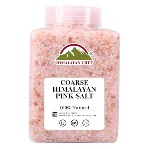 Himalayan Chef Pink Himalayan Salt Coarse Grain, 5 lbs Plastic Jar - Pure, Natural, Kosher, Mineral-Rich, Ideal for Grinder Refills, Cooking, Seasoning | Amazon (US)