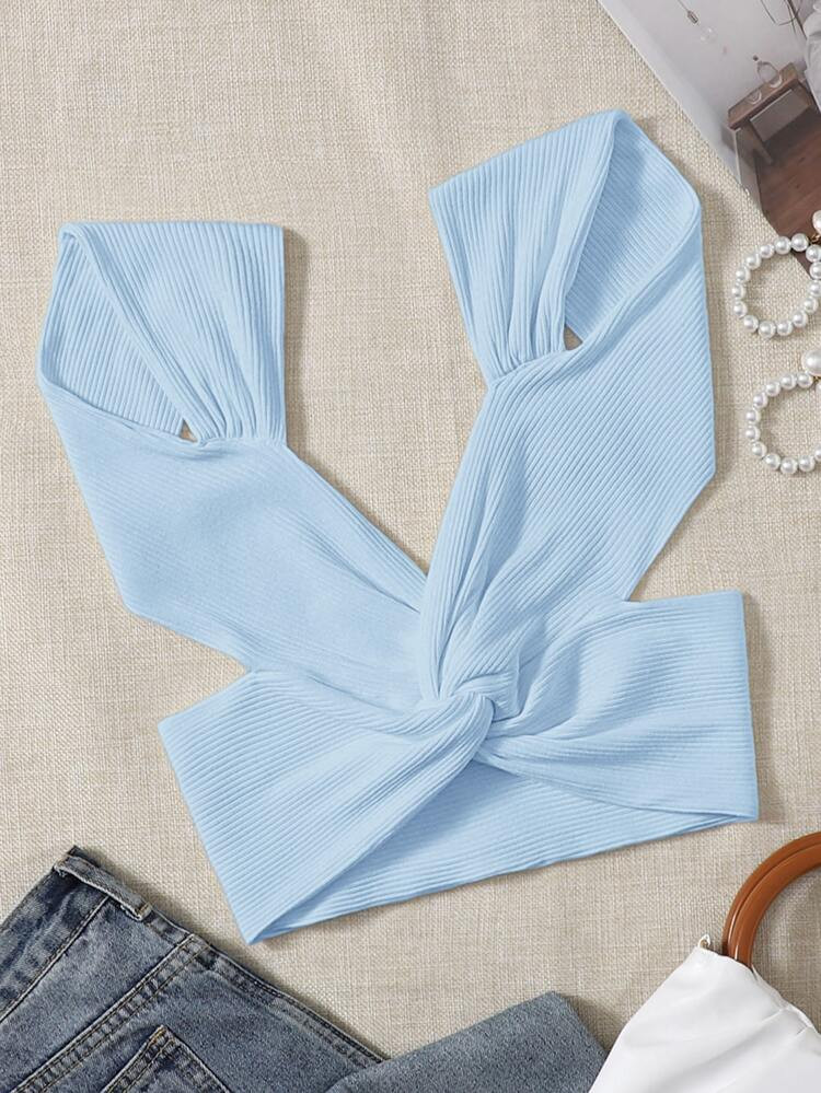 SHEIN Twist Front Open Back Crop Top | SHEIN