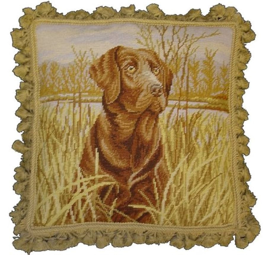 Dog in Grass - 18 x 18 in. Needlepoint Pillow | Amazon (US)