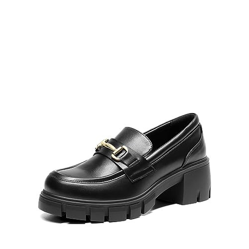 DREAM PAIRS Loafers for Women Platform Chunky Loafers Slip On Casual Shoes,Size 8.5,Black,SDLS2321W | Amazon (US)