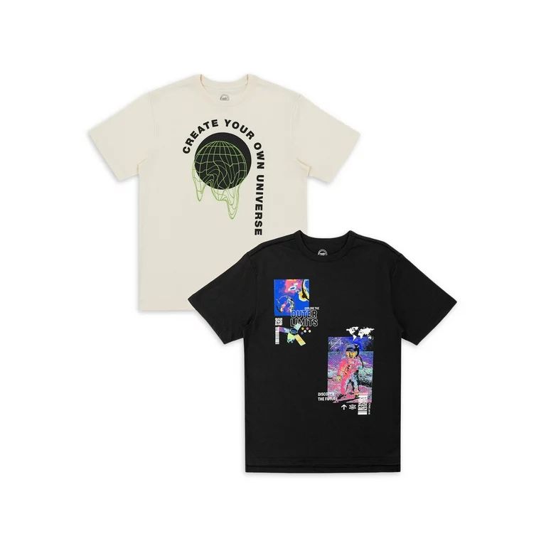 Wonder Nation Boy's Graphic Short Sleeve T-shirt, 2-Pack, Sizes 4-18 & Husky | Walmart (US)