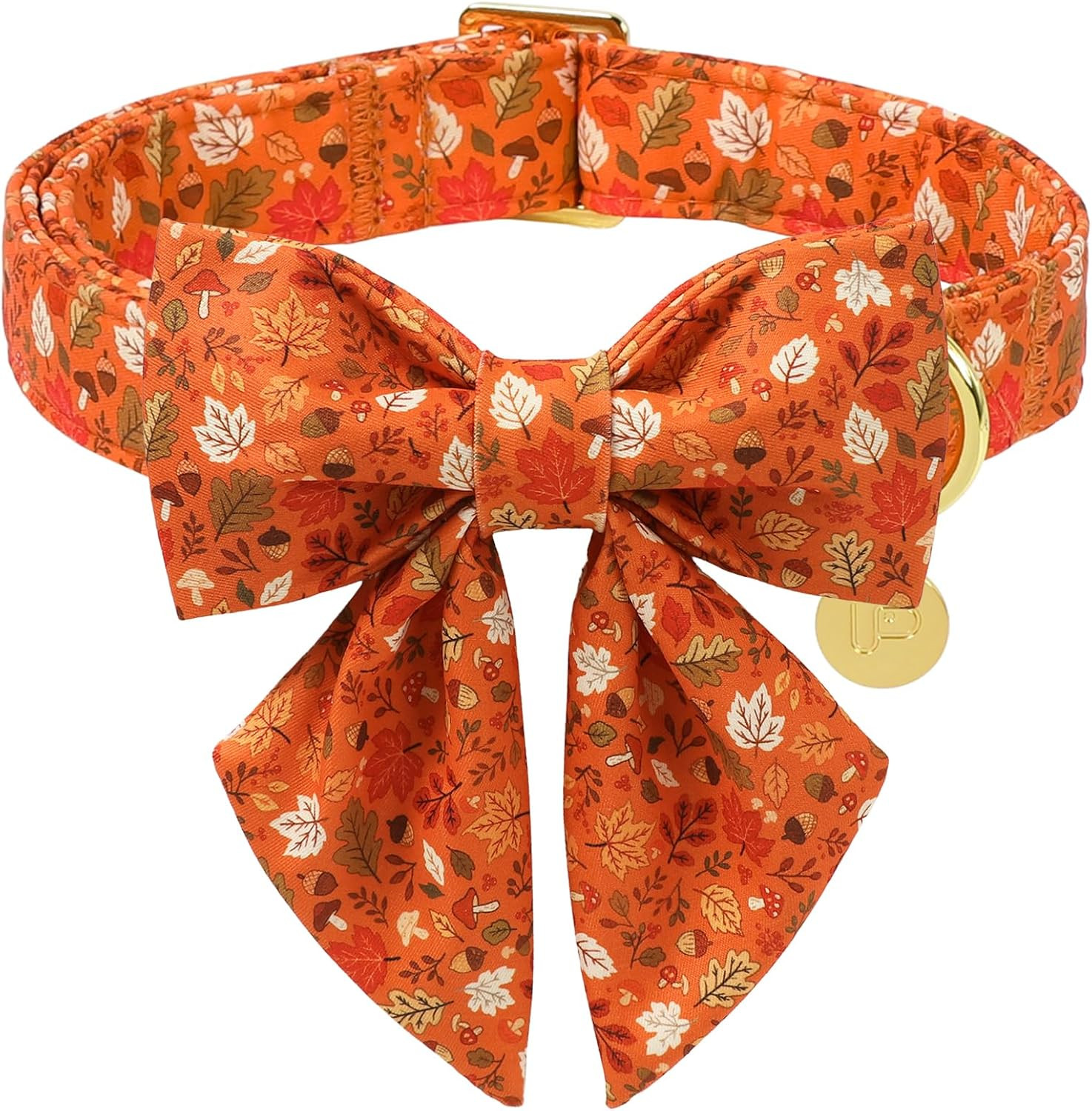Fall Dog Collar, Orange Autumn Leaf Dog Collar with Bow, Fall Harvest Adjustable Cotton Collar, Thanksgiving Durable Metal D Ring Collars for Puppies and Dogs | Amazon (US)