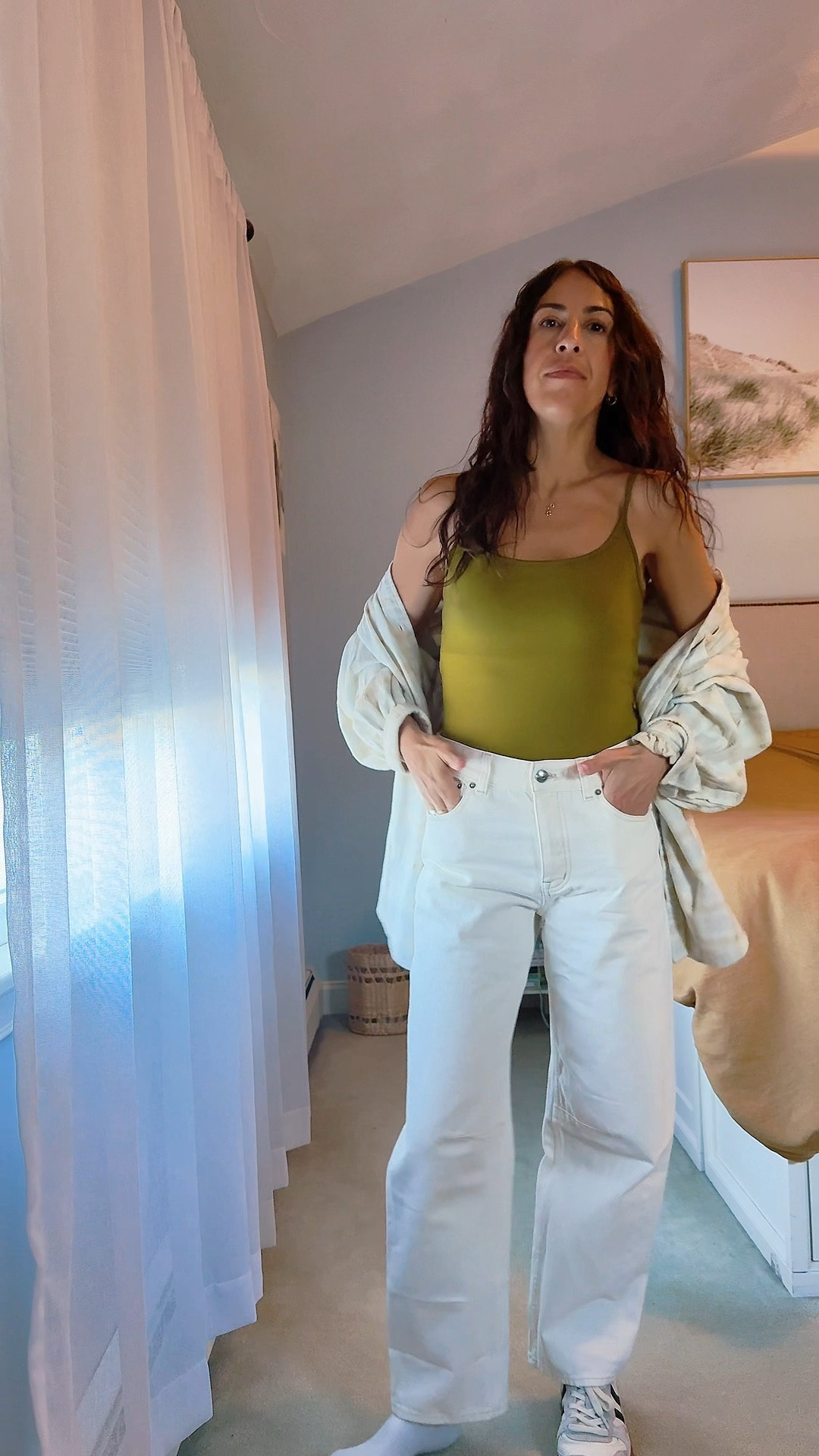 I have these tanks in the body suit version. 3 of them! I love them so much I had to try the tank version with built in bra support. It did not disappoint! They are soft soft soft and nothing is better than not wearing a bra.
Favorite jeans in white! Run large but the fit is just so great. I have in 3 colors @Madewell 

Sizing:
Jeans- 23r
Tank-xs
Shirt- I believe no longer in stock but I will tag along with look a likes.

#LTKgrwm