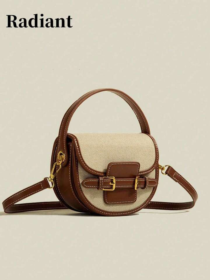 High-Quality Saddle Bag, Vintage Stitching Handbag, 2025 New Casual Versatile Crossbody Bag | SHEIN