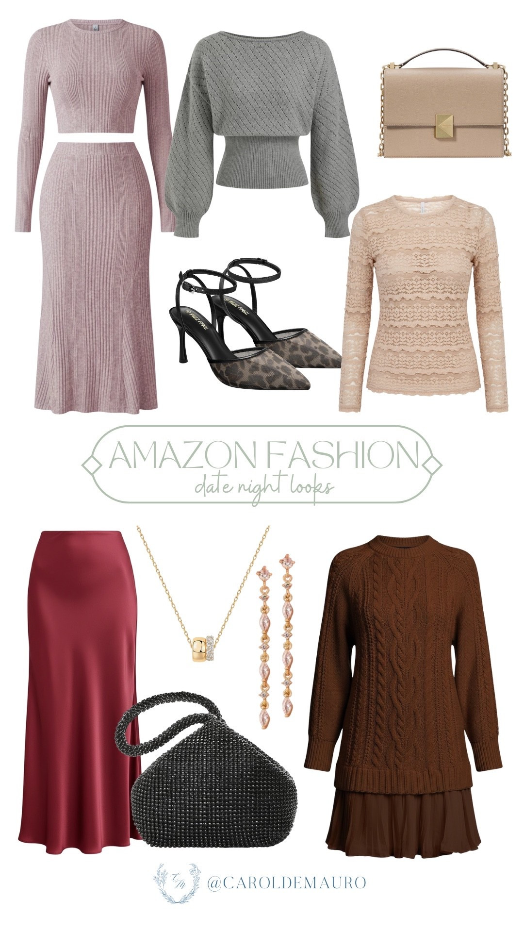 Get fashionably chic for your next date night with these new Amazon pieces! You can easily mix and match these tops, skirts, and accessories to elevate your existing clothes.

casual chic, elevated basics, laced tops, cozy knits, clutches, leopard print heels, affordable style, petite fashion

#LTKHome #LTKU #LTKSeasonal