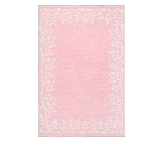 LoveShackFancy Floral Border Washable Reversible Rug (5x8') | Pottery Barn Kids