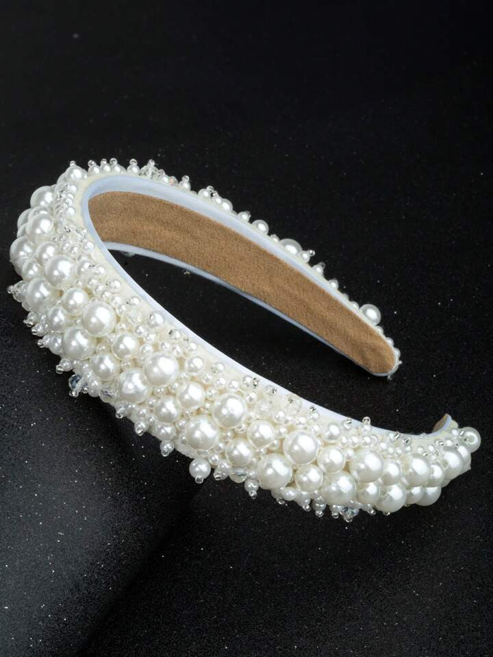 1pc Crystal & Pearl Wedding Flower Girl Headband, Suitable For Wedding Season Outfits | SHEIN