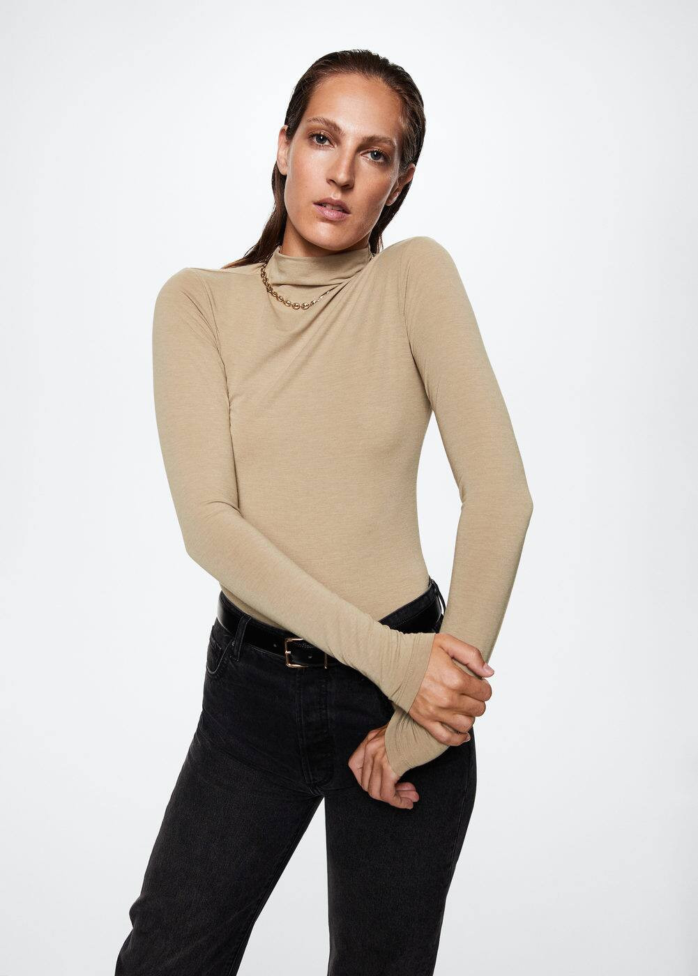 Wool long sleeve t-shirt -  Women | Mango United Kingdom | MANGO (UK)