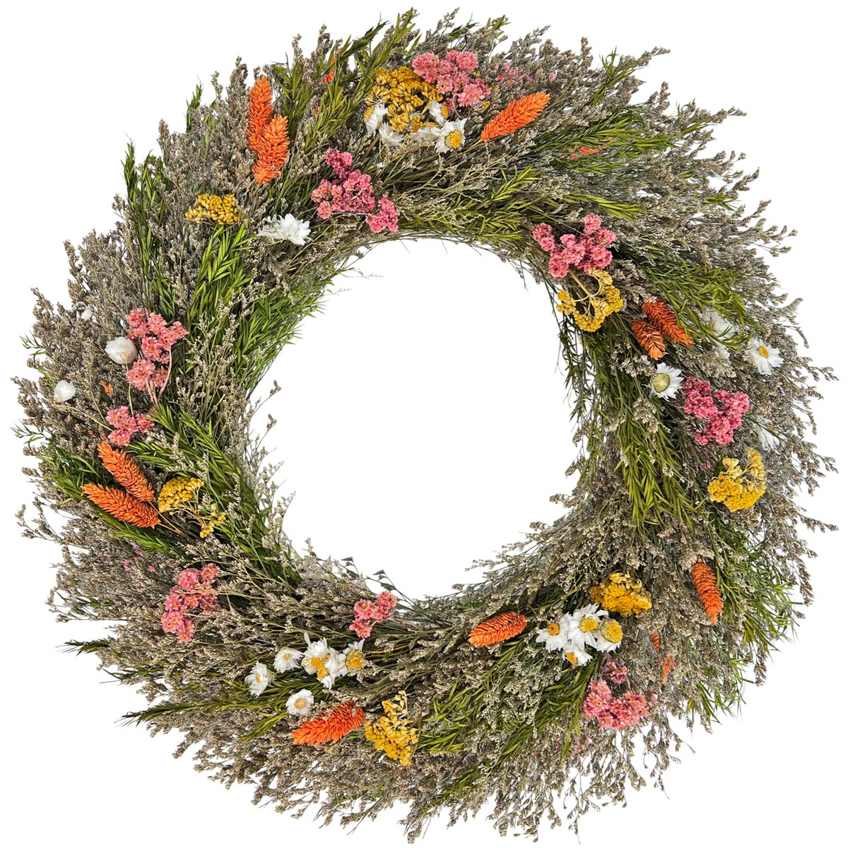Preserved Botanical Wreath – Natural Mixed Blooms | Wayfair North America