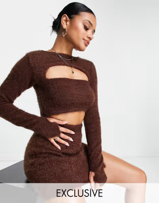 ASYOU peekaboo knitted shrug in brown (part of a set) | ASOS (Global)