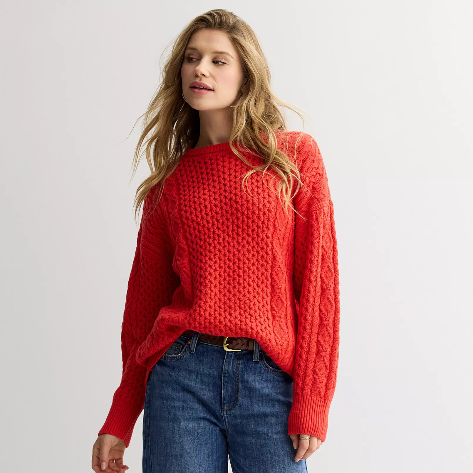 Women's Sonoma Goods For Life® Oversized Cable-Knit Sweater | Kohl's