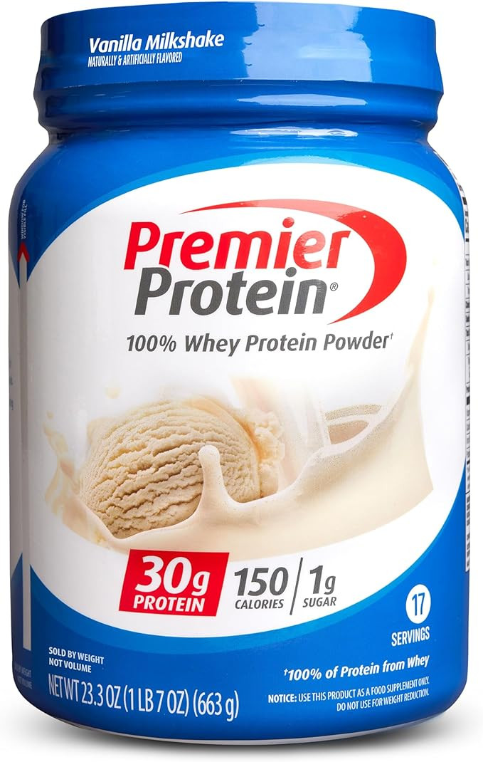 Premier Protein Powder, Vanilla Milkshake, 30g Protein, 1g Sugar, 100% Whey Protein, Keto Friendl... | Amazon (US)