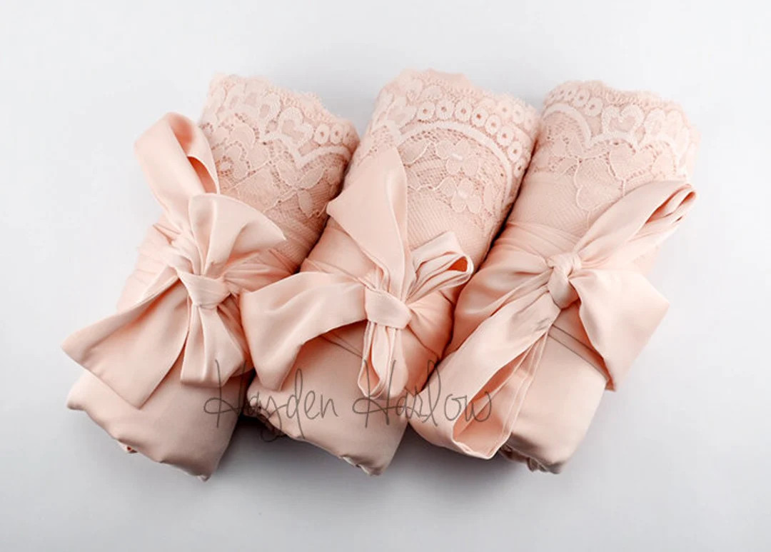 BLUSH Pink Charmeuse Satin Robe With Lace Trim-bride Bridesmaid Gift Regular, Plus and Children's... | Etsy (US)