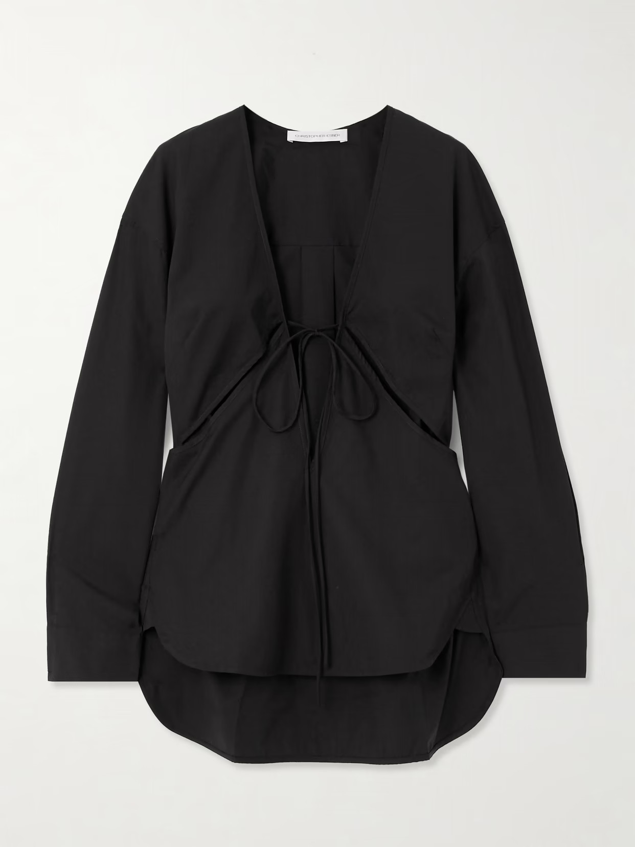 Christopher Esber - Triqueta Tie-detailed Cutout Cotton-poplin Blouse - Black | NET-A-PORTER (UK & EU)
