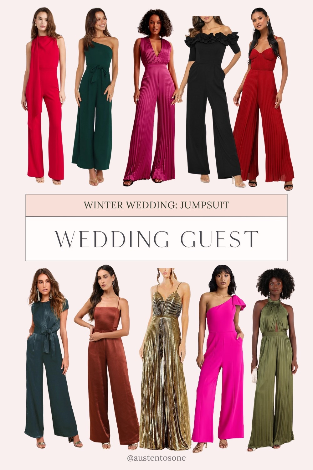 Winter weddings are the perfect chance to wear a jumpsuit! Choose a silk or satin jumpsuit for a formal wedding or something simple for a casual affair. These are some that caught my eye! 

#LTKSeasonal #LTKWedding