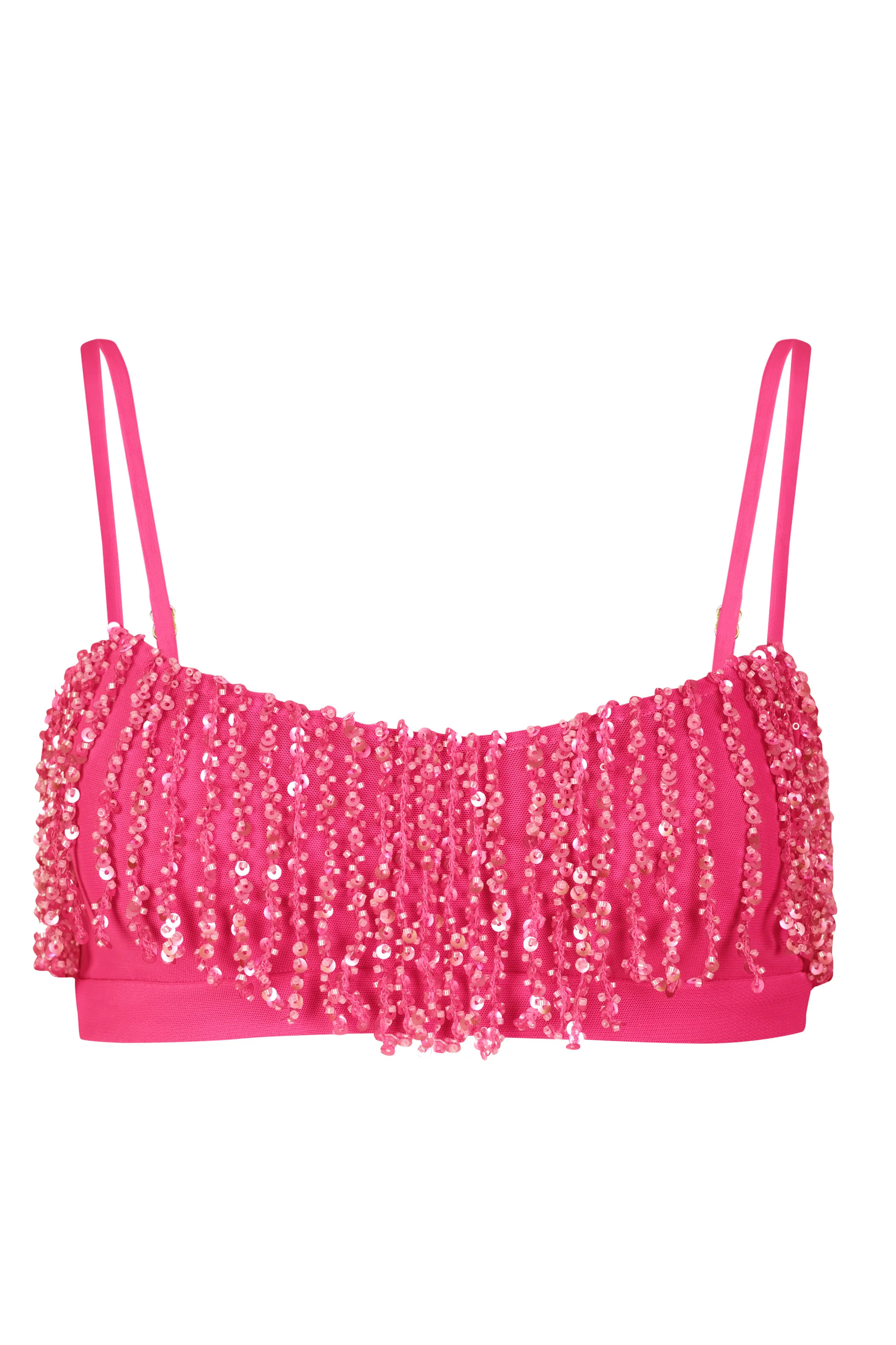 Aerin Fringed Bralette in Raspberry | Oh Polly Swim | Oh Polly