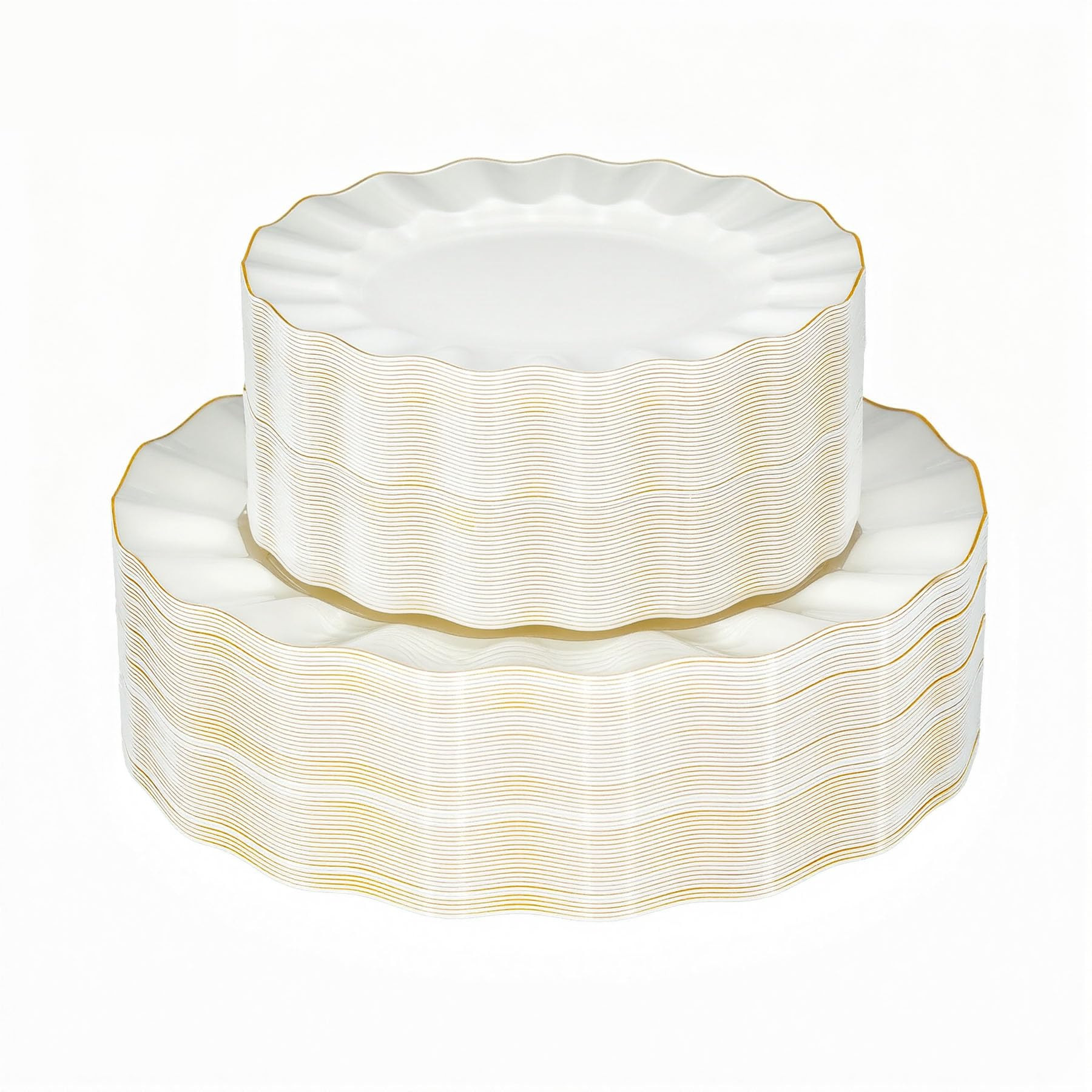 120PCS Ivory White Plastic Plates, Heavy Duty Disposable Party Plate with Gold Rim, Fancy 60 Dinn... | Amazon (US)