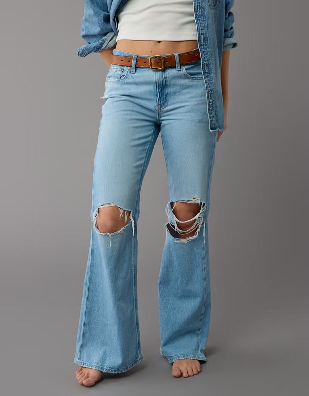 AE Strigid Low-Rise Baggy Flare Ripped Jean | American Eagle Outfitters (US & CA)