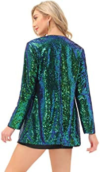 KANCY KOLE Women's Sequin Jacket Open Front Blazer Casual Long Sleeve Cardigan Coat S-XXL | Amazon (US)