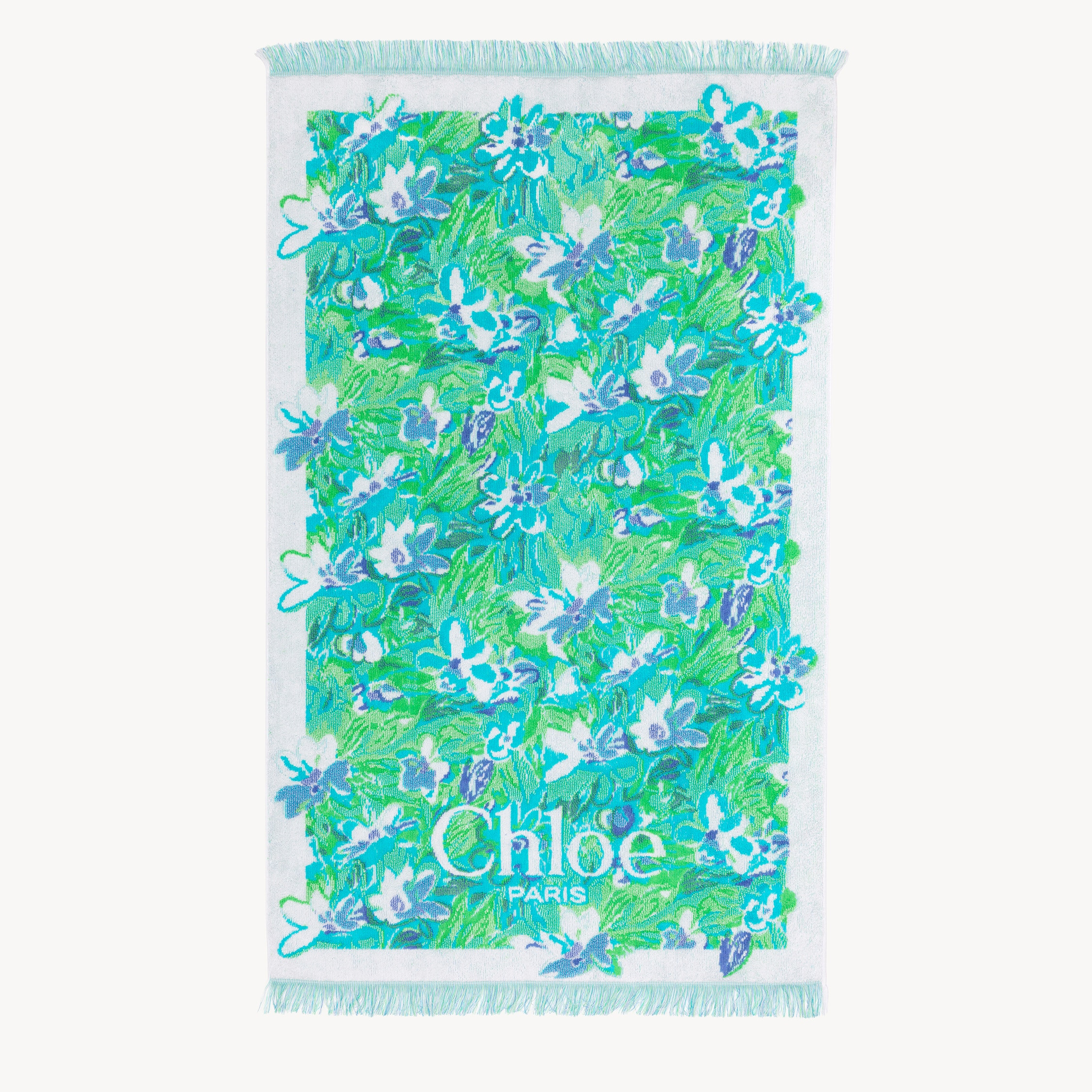 Chloé - The Chloé Wild Flowers beach towel in cotton toweling - Multicolor Blue - Single Size - Cotton | Chloe US