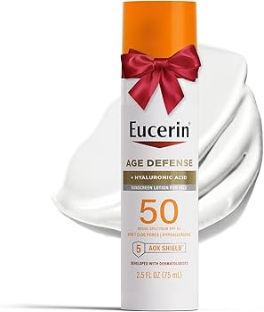Eucerin Sun Age Defense SPF 50 Face Sunscreen Lotion with Hyaluronic Acid, Hypoallergenic, Non-Co... | Amazon (US)