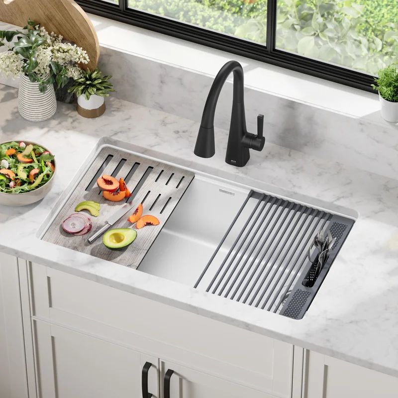 Delta Everest™ 32" L Granite Composite Workstation Kitchen Sink Undermount Single Bowl with... | Wayfair Professional