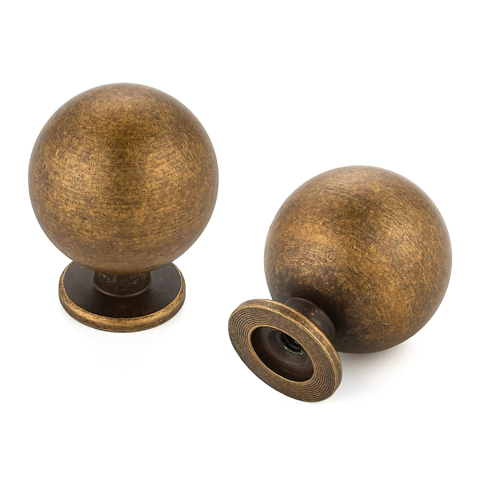 12 Pack Antique Brass Cabinet Knobs, Round Ball Drawer Knobs for Cabinets and Dressers, 1" Diamet... | Amazon (US)
