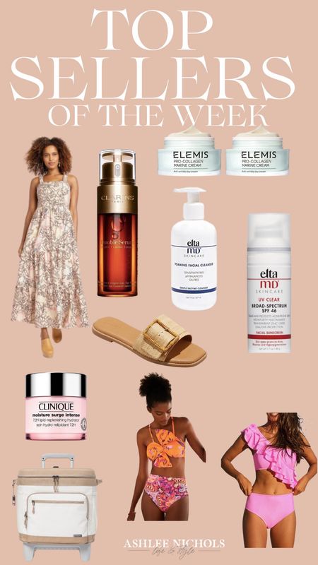 Top sellers of the week 
Maxi dress
Clarins double serum
Elemis
Sandals
Target
Amazon bikini