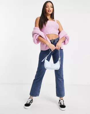 ASOS DESIGN Tall chunky cardigan in waffle stitch in pink (part of a set) - PINK | ASOS (Global)