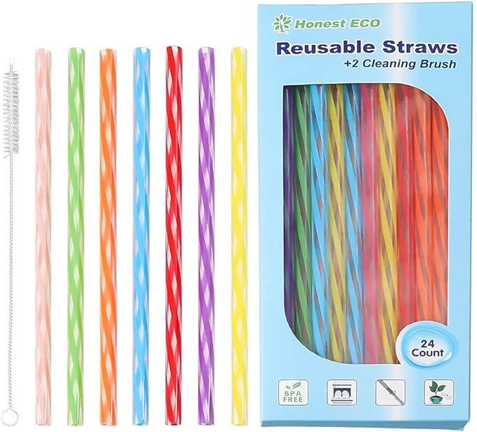 Reusable Stirrer Straws with Cleaner Brush Short Assorted color Plastic Pipes fit for Milk & Juic... | Amazon (US)