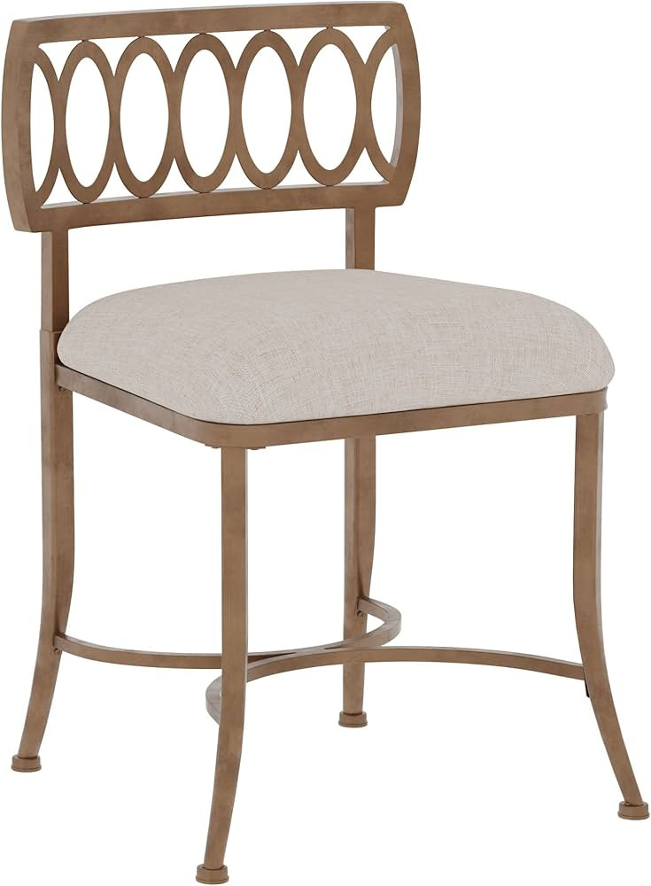 Hillsdale, Canal Street Metal Vanity Stool with Interlocking Oval Back Design for Makeup Room or ... | Amazon (US)