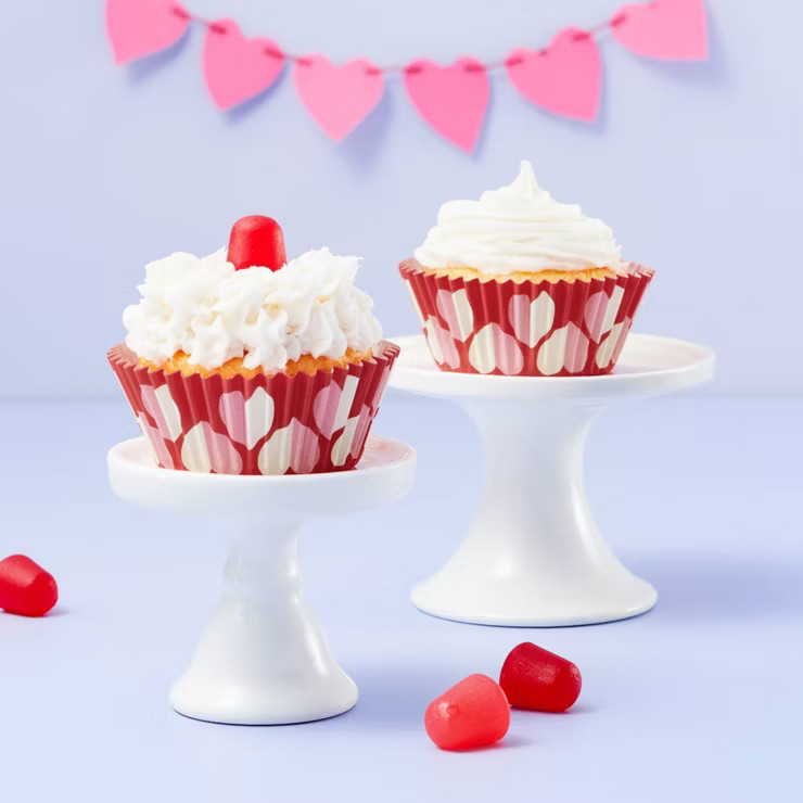 75ct Paper Hearts Baking Cups Red/White - Spritz™ | Target