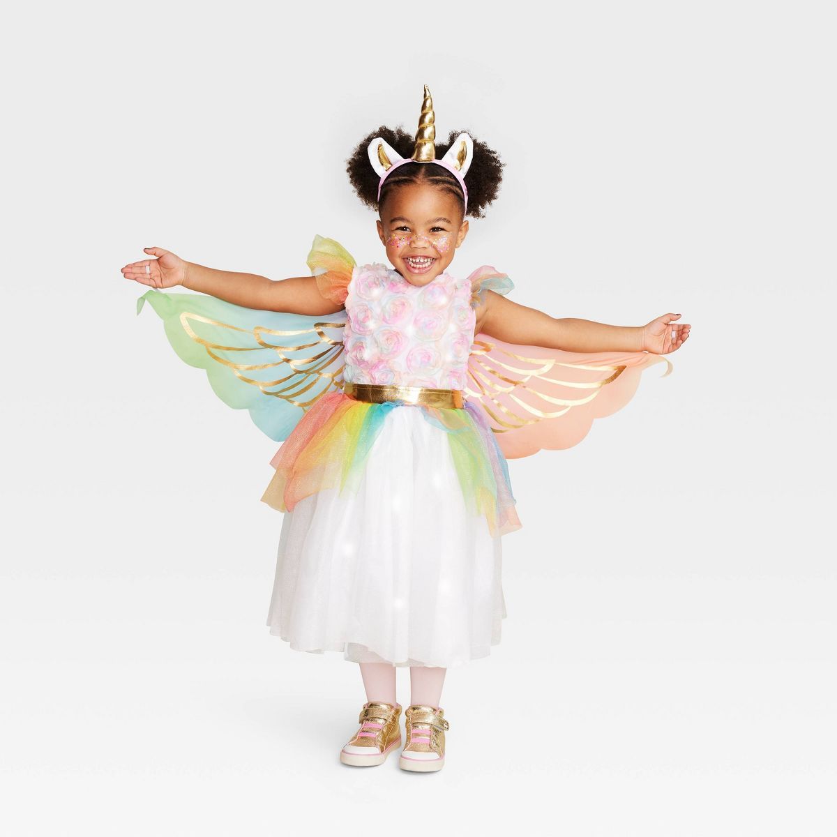 Toddler Light Up Rainbow Unicorn Halloween Costume Dress with Headpiece 4-5T - Hyde & EEK! Boutiq... | Target