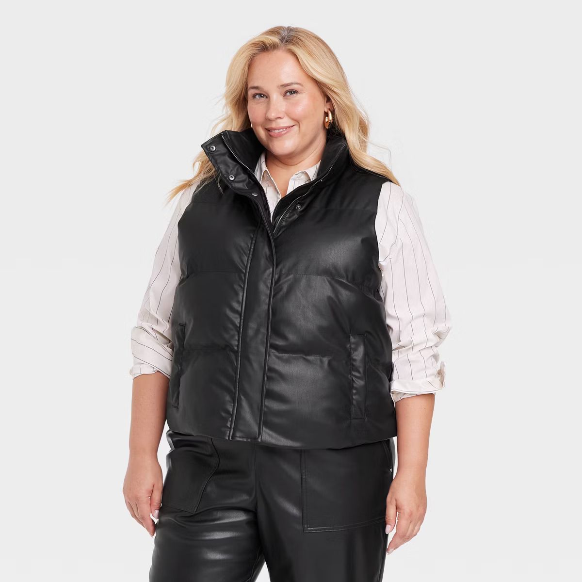 Women's Faux Leather Puffer Vest - A New Day™ | Target