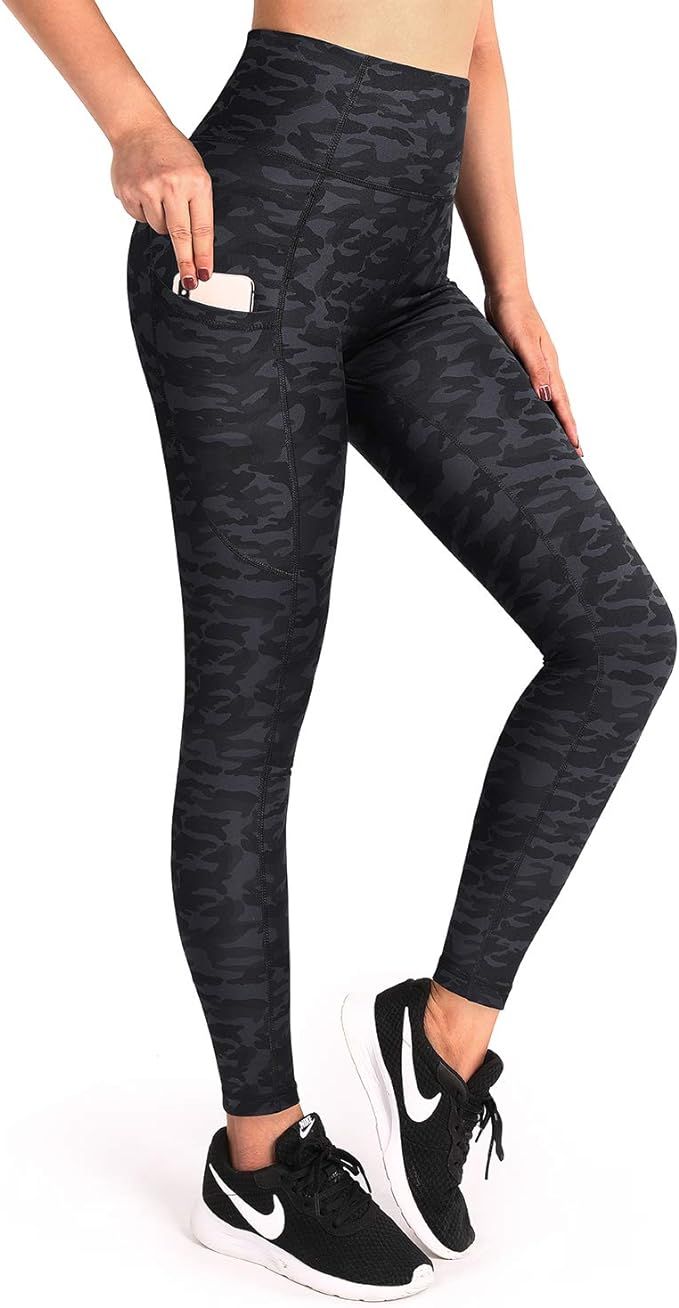 OMANTIC Womens High Waist Pockets Yoga Pants Running Pants Workout Leggings | Amazon (US)