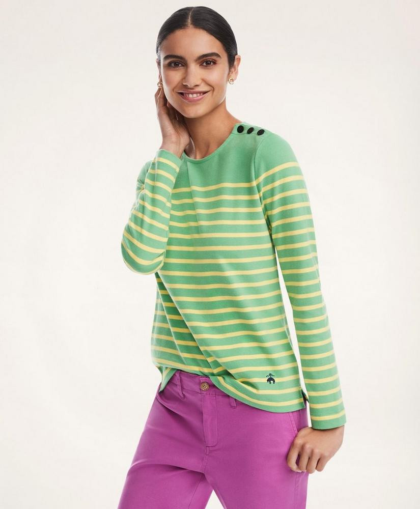 Cotton Mariner Stripe Long Sleeve Tee | Brooks Brothers