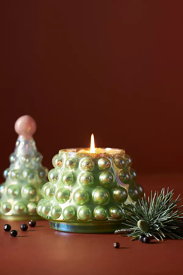 Hallorm Woody Fresh Balsam & Cedarwood Glass Tree Candle | Anthropologie (US)
