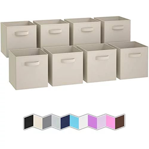 Storage Cubes - 11 Inch Cube Storage Bins (Set of 8). Fabric Cubby Organizer Baskets with Dual Ha... | Walmart (US)