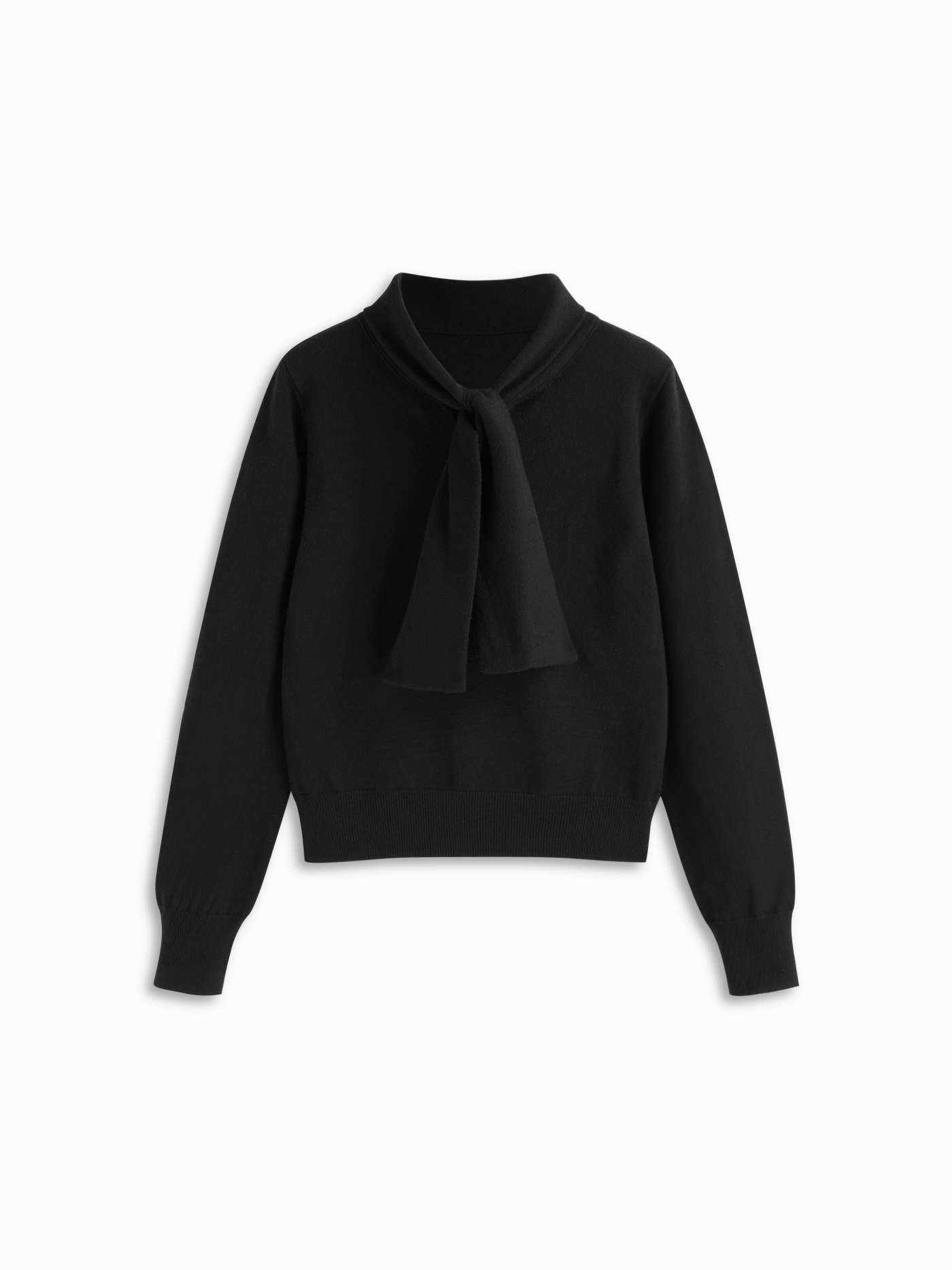 Knit Stand Collar Tie Front Button Long Sleeve Top | Cider