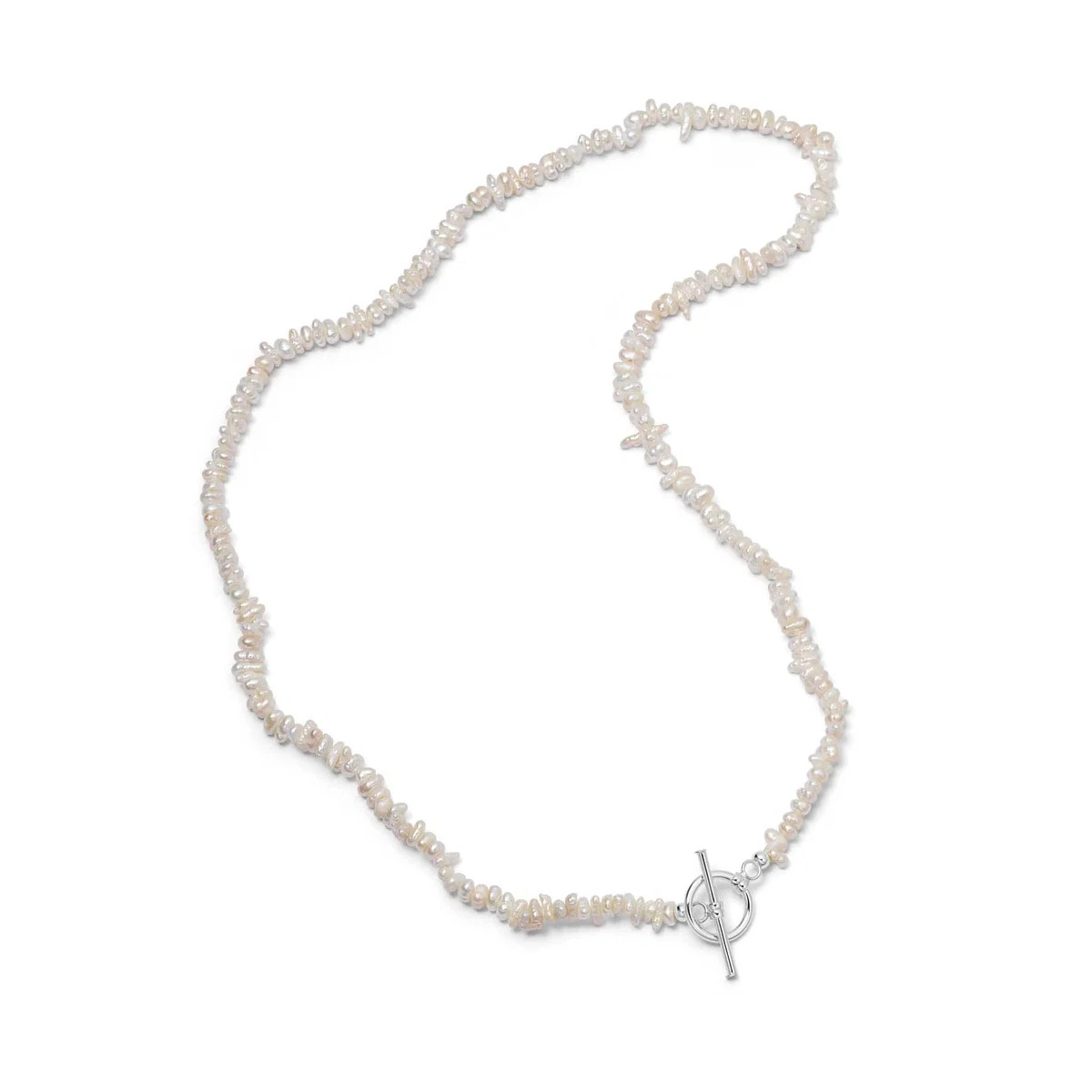 Polly Beach Pearl T Bar Necklace Sterling Silver | Daisy London Jewellery