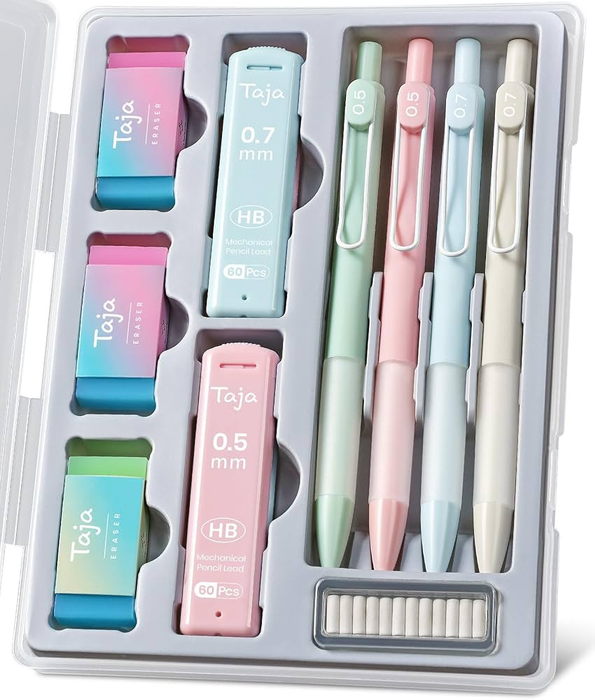 Cute Mechanical Pencil Set, 4 Pcs Pastel Mechanical Pencils 0.7 & 0.5mm with 4 Tube Leads Refills... | Amazon (US)