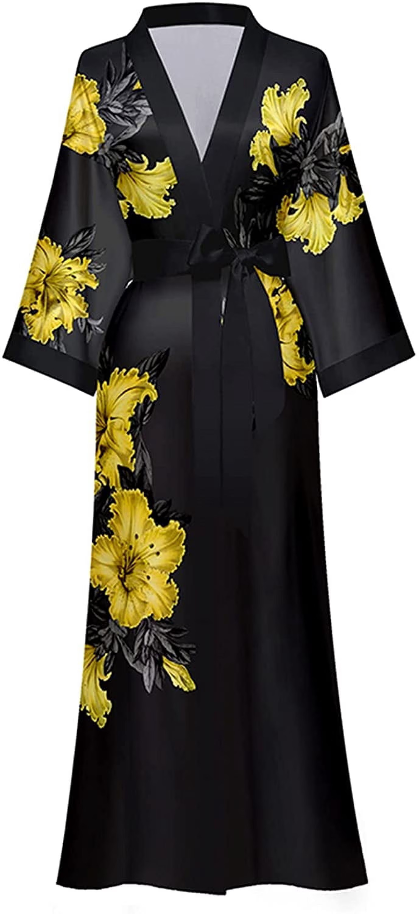 AMITOFO Long Silky Kimono Robes for Women Lightweight Silky Satin Floral Bathrobe Soft Cozy Ladies Housecoat Loungewear - Walmart.com | Walmart (US)