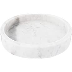 Creative Co-Op DF2369 8" Round Carved Marble Tray, White | Amazon (US)