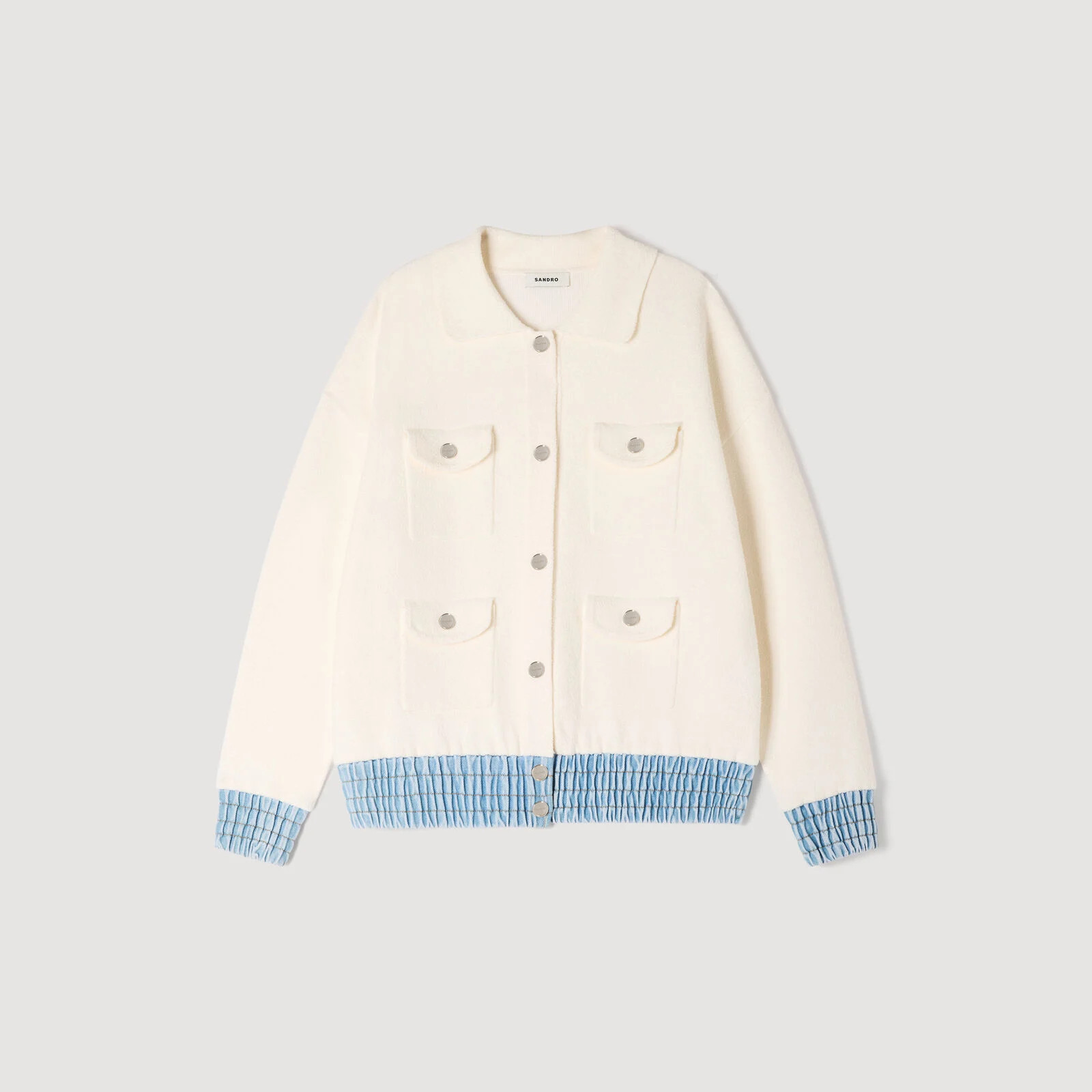 Cardigan with denim details | Sandro US | Sandro-Paris US