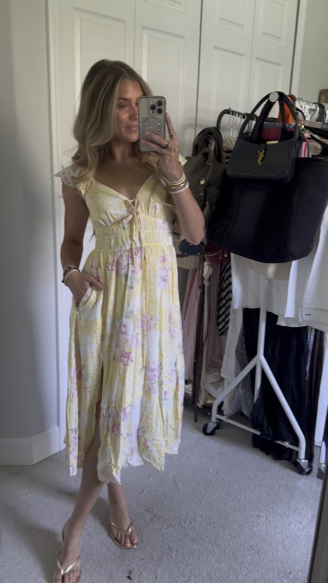 Hollister size XS. Flutter Sleeve Double-Tie Midi Dress! Pretty and super soft, this midi-length dress has flutter sleeves, pockets and a front tie detail. Channeled waist with double ties

#LTKSaleAlert #LTKFindsUnder100 #LTKWedding