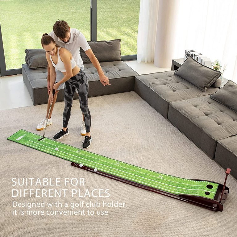 VIVOHOME Golf Putting Mat, Indoor Putting Green with Automatic Ball Return, 3 Balls, Solid Wood B... | Walmart (US)